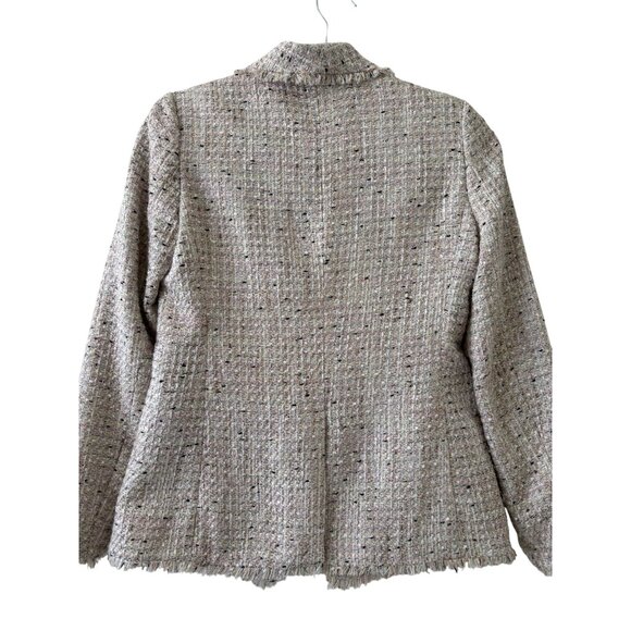 Ann Taylor Fringe Tweed Shawl Collar Jacket Womens Size 00P Cream Multi-Color - Picture 5 of 15